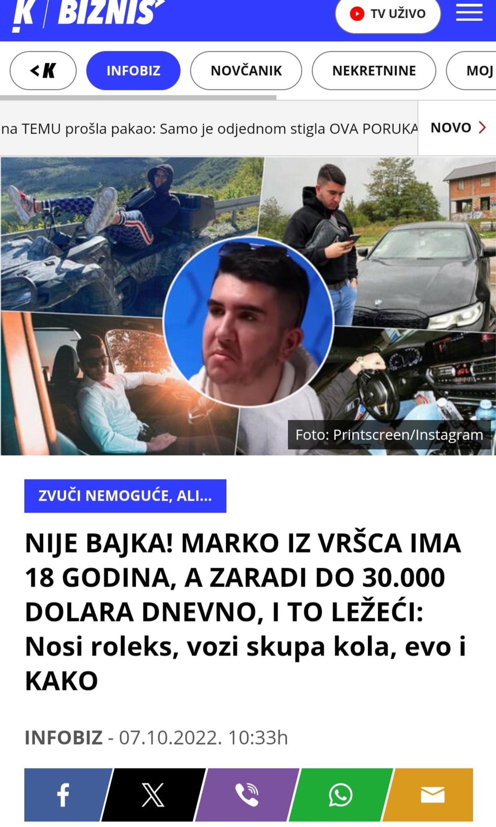 Članak iz Kurir novina